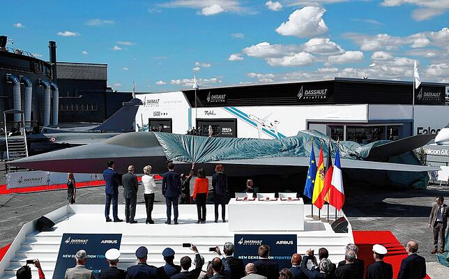 In Le Bourget bei Paris werden 2019 erste Entwürfe des neuen Luftkampfsystems FCAS vorgestellt.