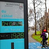 Weltspitze: Die Konstanzer Radler und ihr Zähler im Herosé-Park.