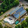 Die neue Scheffelhalle von oben: Der Baufortschritt der Scheffelhalle ist unübersehbar. Mittlerweile steht ein Großteil der Holzbau ...