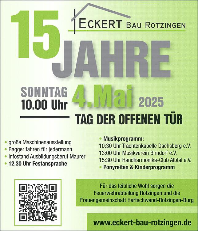 Bild 2: 15 Jahre Eckert Bau in Görwihl-Rotzingen: Ein Festprogramm für die ganze Familie