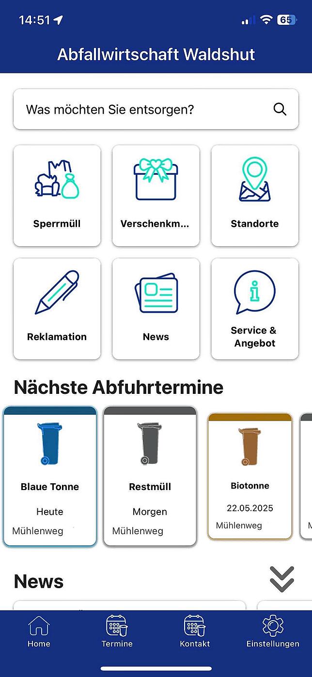 So sieht die neue Abfall-App aus.