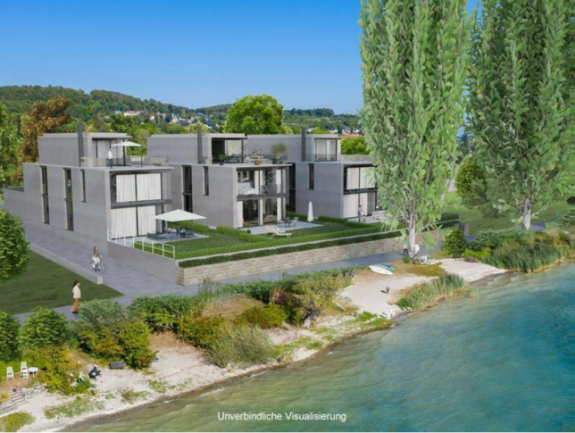 Eine Visualisierung der drei Villen, die in Überlingen-Nußdorf gebaut werden.