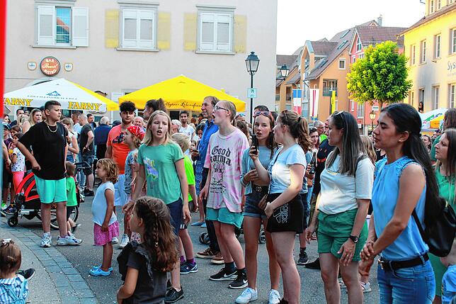 Gute Stimmung am Samstagabend beim Stadtfest im Jahr 2022: Auf dem Gustav-Hammer-Platz spielte nach der Band Best of Us die Coverband ...