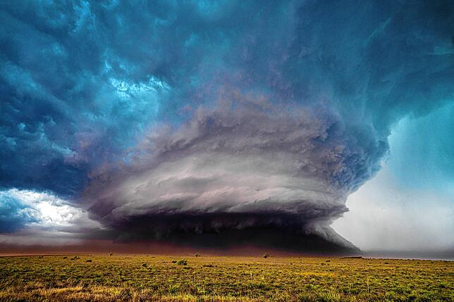 Eine Superzelle, aufgenommen von den Unwetterfreaks in den USA. Dort ist die Optik der Unwetter meist eindrucksvoller.