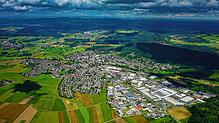 Eine Luftaufnahme von Gottmadingen. Oben ist der Ortsteil Bietingen. Hier hat am 20. Oktober die Erde gebebt.