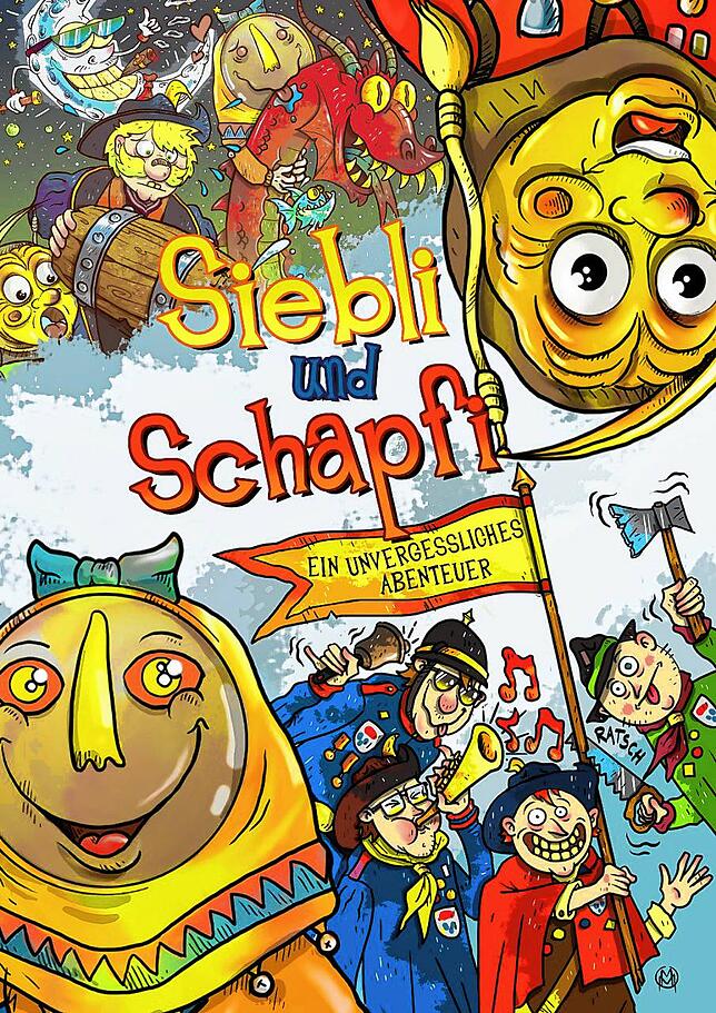 Aus der Perspektive von „Siebli und Schapfli“ wird der Gründungsmythos der Mondfänger vom Untersee für Kinder mit bunten ...