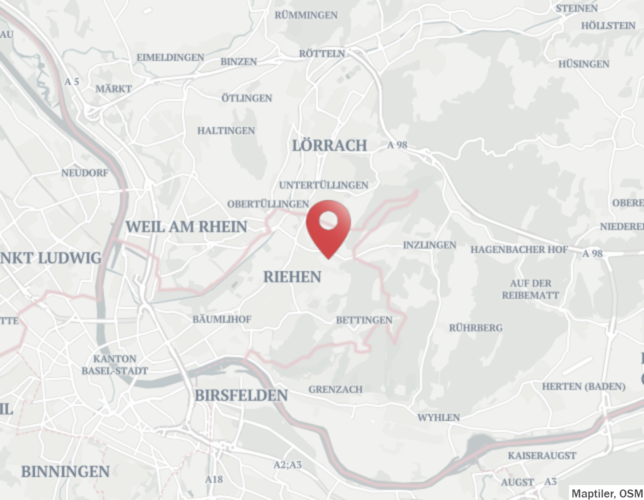 Die Karte zeigt, wo in Riehen die Schüsse am 13. Juli 2023 fielen.