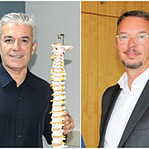 Der in Singen niedergelassene Neurochirurg Aram Bani (links) und Bernd Sieber, Geschäftsführer des Gesundheitsverbunds Landkreis ...