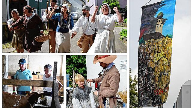 Die zahlreichen Veranstaltungen des Gedenkjahres zum Bauernkrieg in Stühlingen kamen gut an. Von links: Die Schauspielführung, die ...