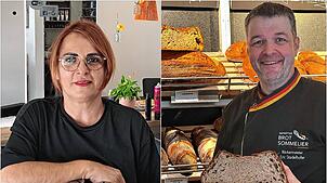 Unterschiedliche Handwerke, ähnliche Sorgen: Friseurmeisterin Marilena Mangili und Bäckermeister Eric Stadelhofer.