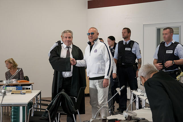 Siegessicher: Angeklagter Placido Anello (r.) mit Anwalt Tomislav Duzel. Bild: Ondreka