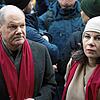Bundeskanzler Olaf Scholz (SPD) und Annalena Baerbock (Bündnis 90/Die Grünen), Außenministerin, stehten während der Demonstrationen ...