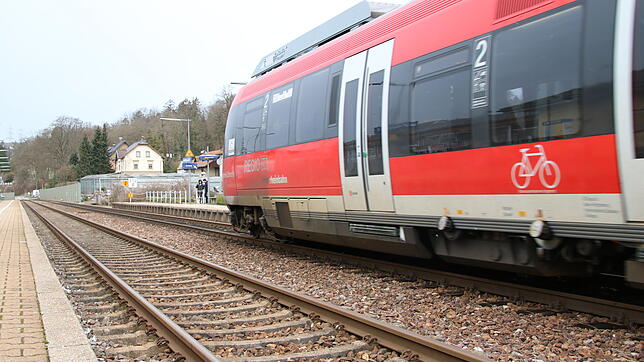 Bis 2025 soll der Streckenabschnitt zwischen Basel Badischer Bahnhof und Erzingen elektrifiziert sein &ndash; hier ein Bild am Bahnhof ...