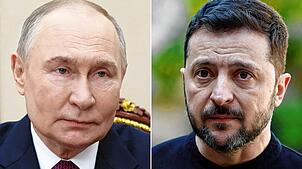 Der russische Präsident Wladimir Putin (links) und der ukrainische Präsident (rechts) planen ein Treffen in Moskau.