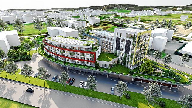 Das haben die Projektentwickler mit dem Südtor vor. Die Visualisierung zeigt den Gebäudekomplex von der Salinenstraße her.