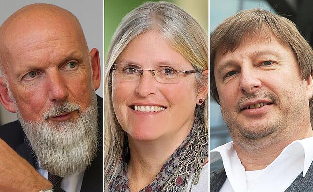 Stadtwerke-Geschäftsführer Norbert Reuter, BUND-Geschäftsführerin Antje Boll und der SPD-Fraktionsvorsitzende im Stadtrat Jürgen Ruff ...