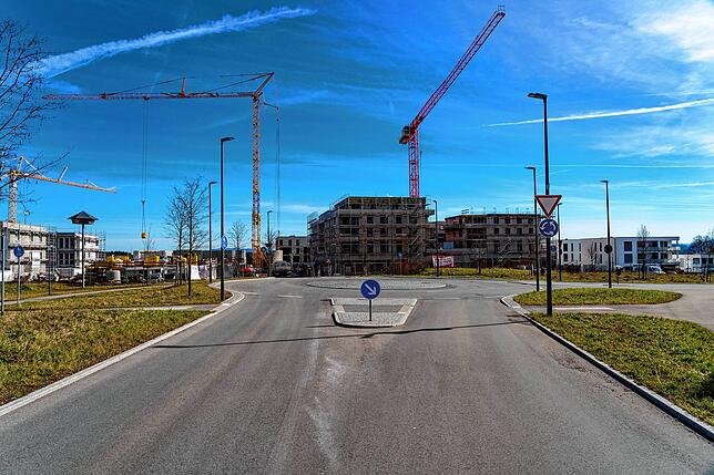 Blick ins Wohngebiet Eschelen. Hier fand sich früher die Pforte zum Krankenhaus.
