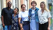 Beschäftigte in den städtischen Alten- und Pflegeheimen von Überlingen, von links: Collins Ama, Deepika Thapa, Agnesa Asllani, Yuliia ...