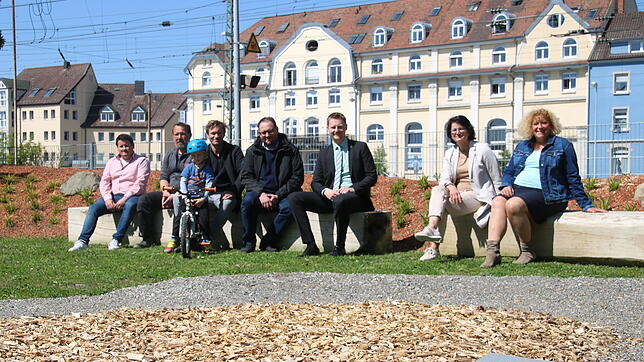 Eröffneten den Kids Bike Loop (von links): Daniel Hepfer (Leiter Technische Betriebe), Holger Hofmann (Technische Betriebe), Philipp ...