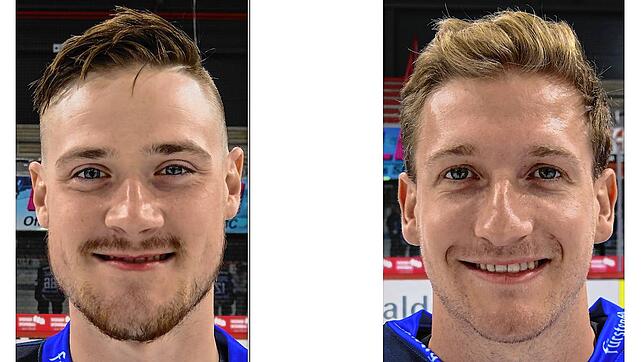 Dustin Strahlmeier (links) und Mirko Sacher trugen mehrere Jahre das Trikot der Wild Wings. Beide treffen in den nächsten Wochen je ...