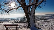 In strahlendem Sonnenschein lässt sich der Schnee noch schöner genießen &ndash; mit Blick auf den Hegau.