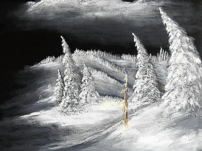 Expressive Bewegung herrscht in dieser Tannenlandschaft.