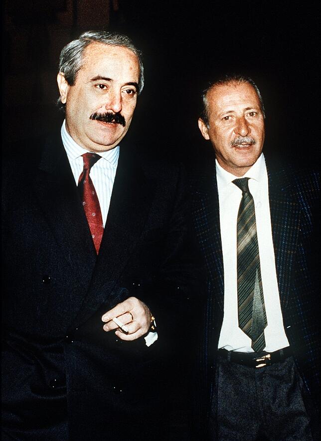 Beide von der Mafia ermordet: Staatsanwalt Paolo Borsellino (rechts) und Richter Giovanni Falcone. Borsellino unterstützte Aiello damals ...