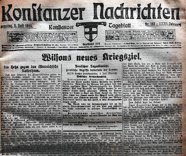 Die Ausgabe der Konstanzer Nachrichten vom 6. Juli 1918.