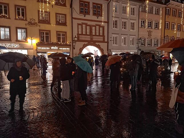 Die Teilnehmer des sogenannten Spaziergangs am 27. Dezember in der Waldshuter Kaiserstraße.