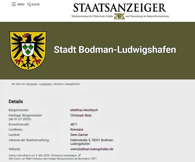 Hoppla, ist Bodman-Ludwigshafen jetzt wirklich eine Stadt? Eigentlich müsste dort Gemeinde stehen.