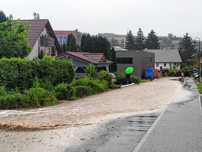 Eine Straße im Steinbühl in Mühlingen Mitte Juli 2021
