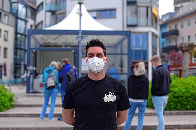 Tobias Hagel, Mitbetreiber der Schnelltestzentren in Immenstaad, Fischbach, am Antoniusplatz, am Romanshorner Platz und am ...