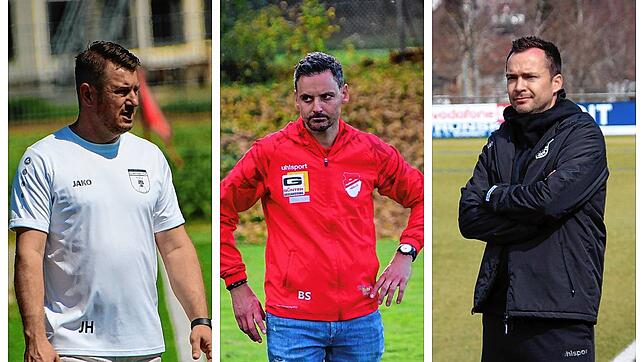 Trainer Stefan Pröhl (rechts) und der SV Geisingen sind trotz Patzern weiter an der Spitze. Doch der FC Pfaffenweiler um Björn ...