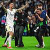 Real Mdrids Spieler Joselu feiert den Sieg und Final-Einzug seines Teams.