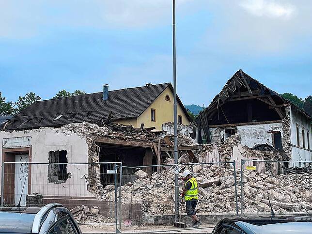 Die Reste des Gasthauses &bdquo;Kreuz&ldquo; am Freitag, 15. September.