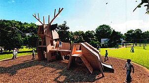 So soll der hölzerne Spielplatz-Hirsch in Häusern aussehen. Bild: Gemeinde