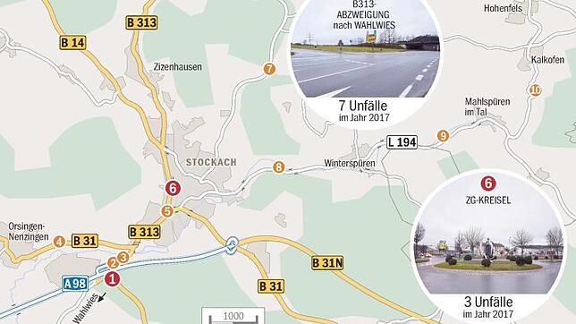 Bild : Hier kracht es am häufigsten: Unfallschwerpunkte in und um Stockach