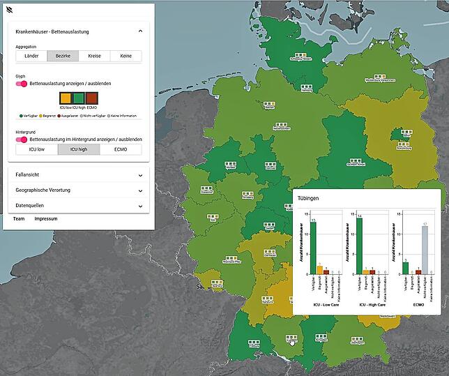 Forscher der Universität Konstanz haben eine Webseite entwickelt, welche die Auslastung der Krankenhäuser je nach Land, Regierungsbezirk ...