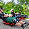 Rasant ging es zu beim ersten Bobbycar-Rennen in Mönchweiler. Hier liefern sich Max Riedel (links) und Dennis Haas ein spannendes Duell.