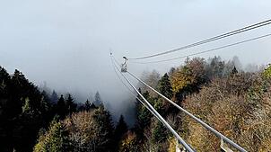 Mit der Pfänderbahn durch den Nebel? Ab Anfang kommender Woche ist das aufgrund von Revisionsarbeiten keine Option.