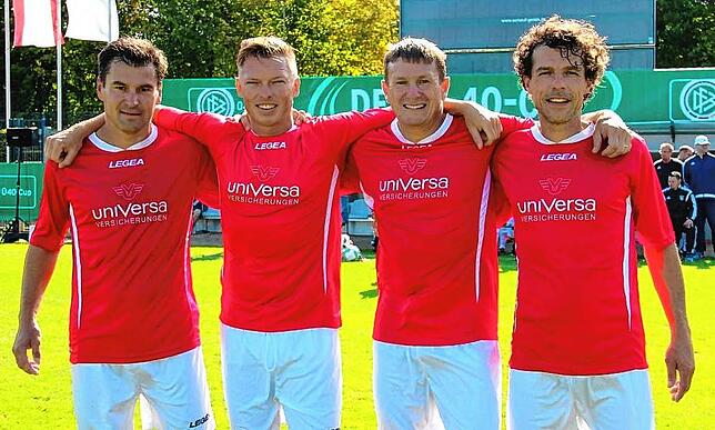 Die vier ehemaligen Oberliga- und Verbandsligaspieler des FV Donaueschingen, Ronny Herder, Jörn Janzen, Günter Limberger und Jörg ...