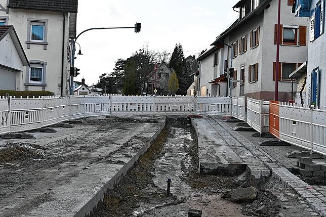 Die B34-Baustelle in Ludwigshafen.