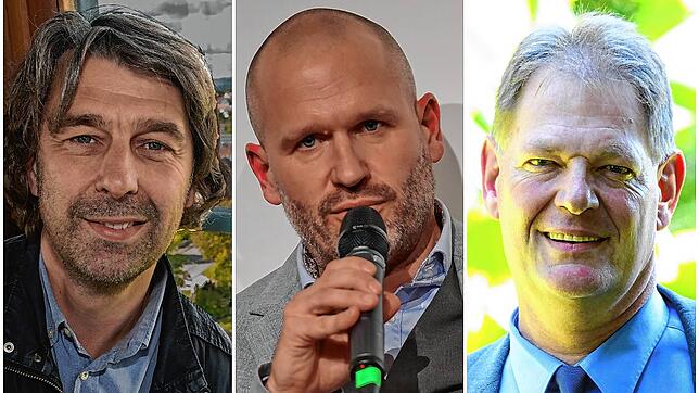Die Kandidaten für das Amt des Bürgermeisters in Überlingen (von links): Thomas Kölschbach, Stefan Auer und Matthias Längin.