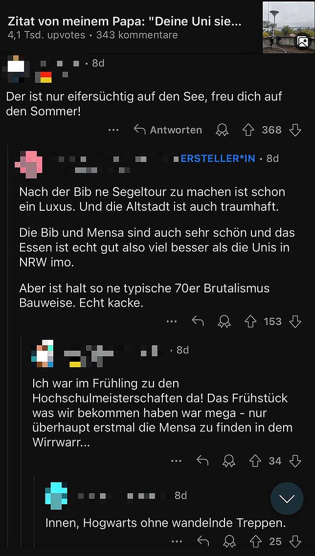 Nutzer auf der Internet-Plattform Reddit haben, neben ein paar lustigen Sprüchen über die Architektur der Uni Konstanz, auch positive ...