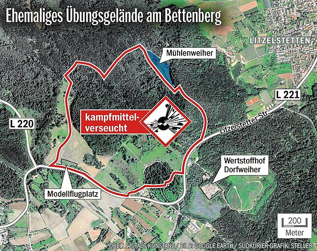 Bild 1: Nach dem Kampfmittelfund auf dem Bettenberg: Ist das Gelände dort noch gefährlich?