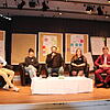 Auf dem Podium im Kursaal (von links): Victor Kliewer, Ina Holzer, Moderator Reiner Jäckle, Vanessa Schnell und Espen Rechtsteiner.