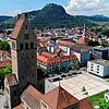Ein wichtiges Element des Sanierungsgebiets östliche Innenstadt: Der Herz-Jesu Platz, hier auf einem Bild vom April 2021, der vom ...