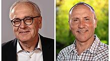 Walter Klumpp, Vorsitzender der Kreistagsfraktion der Freien Wähler (links) und Rüdiger Krachenfels, Mitglied der Freie-Wähler-Fraktion ...