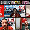 Jubiläumsparty im Netz: Zum Schluss stoßen alle mit dem FC Grießen an. Auf dem Schirm zu sehen sind Moderator Martin von Barabü, ...