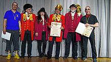Ehrungen beim Zunftabend: von links: Christoph Faller, Oberzunftmeister Jonny Kienzler, Gudrun Reiner, Verband Oberrheinischer ...